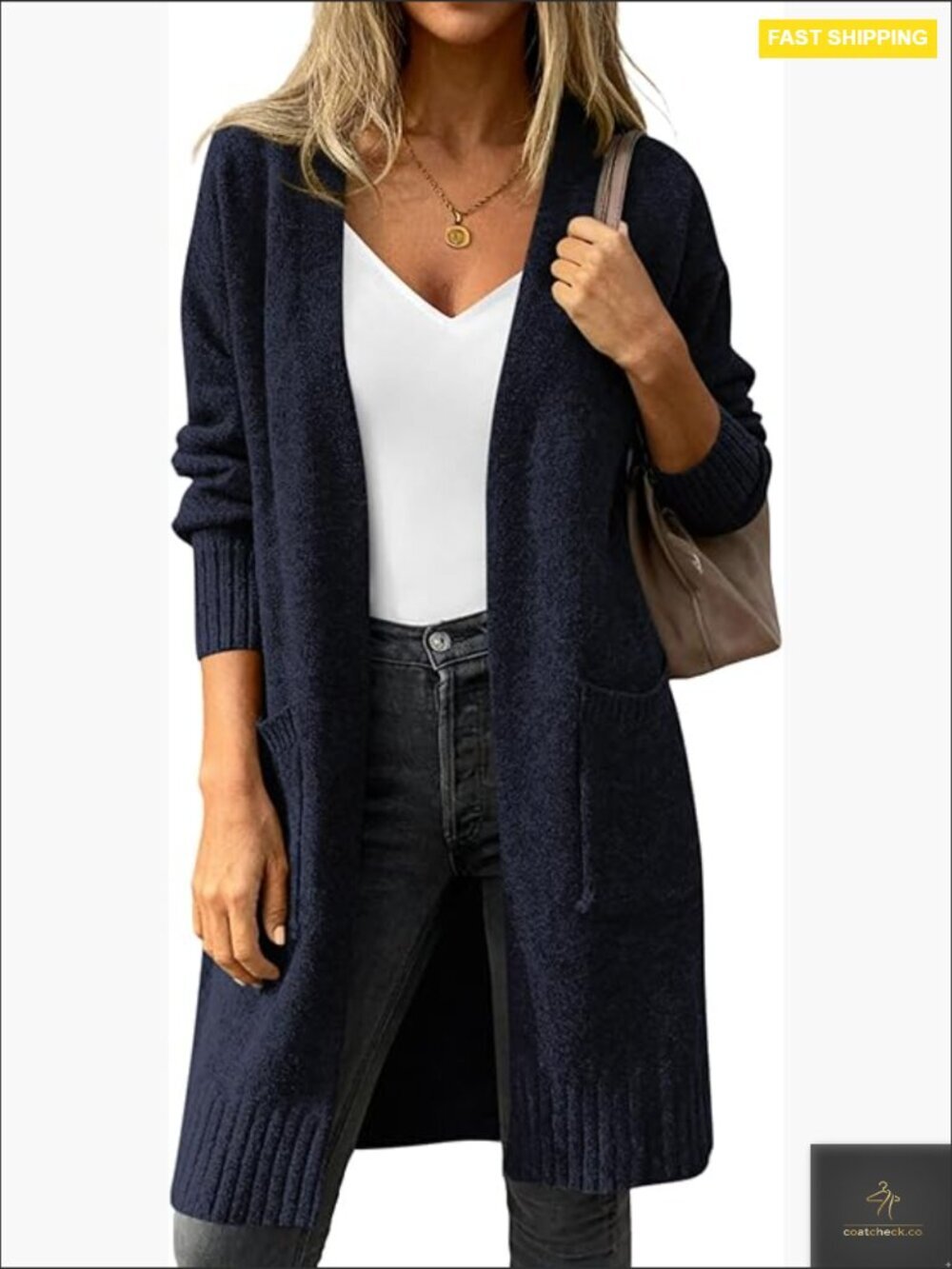 Oversized Chunky Knit Cardigan Long Sleeve Open Front V-Neck Sweater Coat